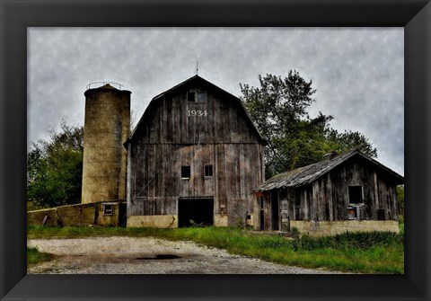 Framed Old Barn and Silo Print