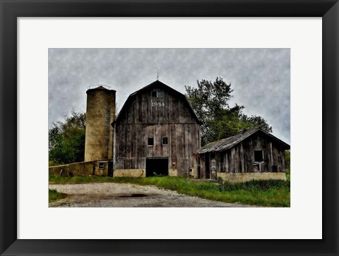 Framed Old Barn and Silo Print