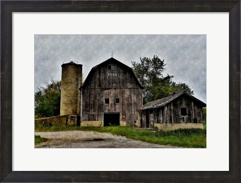 Framed Old Barn and Silo Print