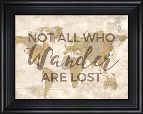 Framed Rustic World Map Cream-Wander Print