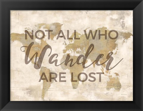 Framed Rustic World Map Cream-Wander Print