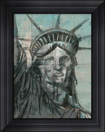 Framed Statue Of Liberty Charcoal Print