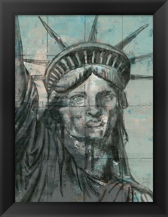 Framed Statue Of Liberty Charcoal Print