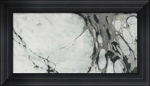 Framed Black and White Marble Panel Trio I Print