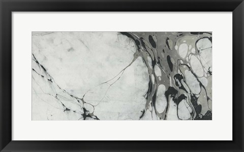 Framed Black and White Marble Panel Trio I Print