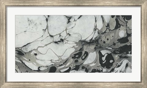 Framed Black and White Marble Panel Trio II Print