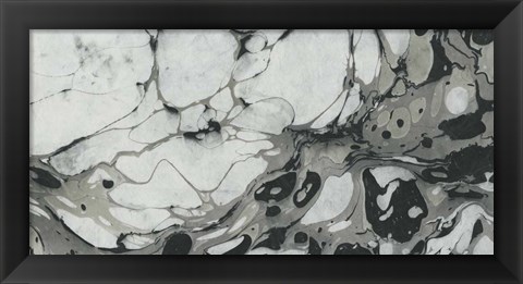 Framed Black and White Marble Panel Trio II Print