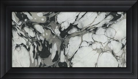 Framed Black and White Marble Panel Trio III Print