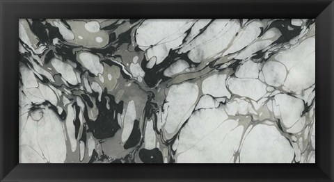 Framed Black and White Marble Panel Trio III Print