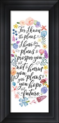 Framed Floral Bible Verse Panel I Print