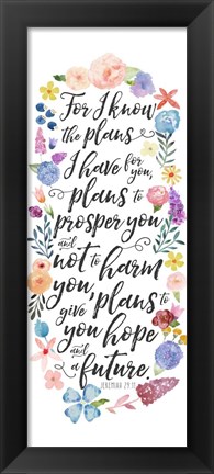 Framed Floral Bible Verse Panel I Print