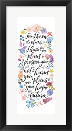 Framed Floral Bible Verse Panel I Print
