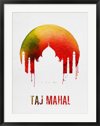 Framed Taj Mahal Landmark Red Print