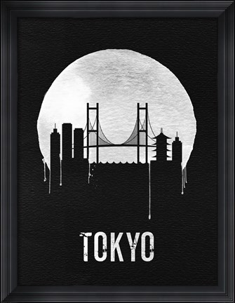 Framed Tokyo Skyline Black Print