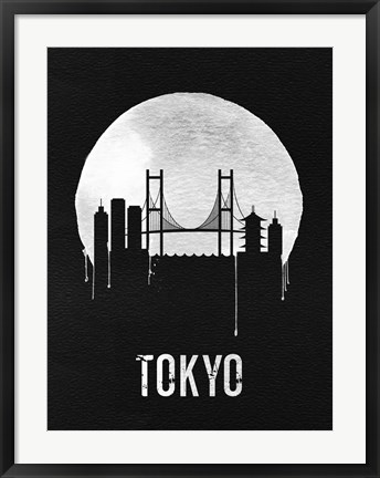 Framed Tokyo Skyline Black Print