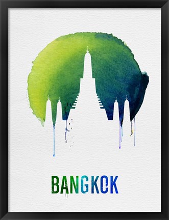 Framed Bangkok Landmark Blue Print