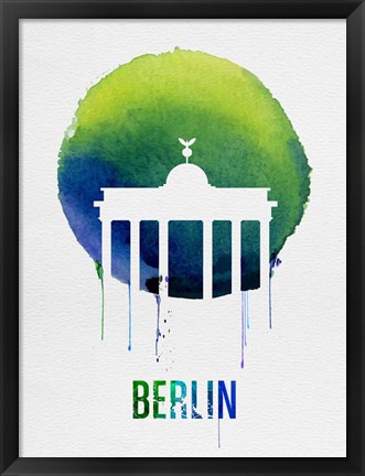 Framed Berlin Landmark Blue Print