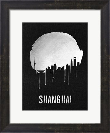 Framed Shanghai Skyline Black Print