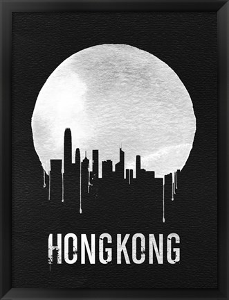 Framed Hong Kong Skyline Black Print