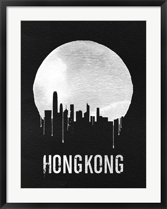 Framed Hong Kong Skyline Black Print