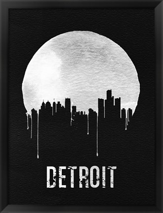 Framed Detroit Skyline Black Print