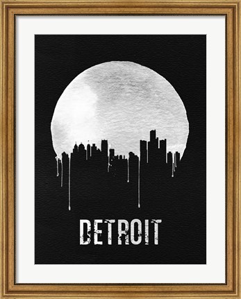 Framed Detroit Skyline Black Print