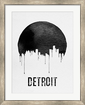 Framed Detroit Skyline White Print