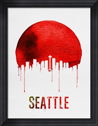 Framed Seattle Skyline Red Print