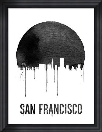 Framed San Francisco Skyline White Print