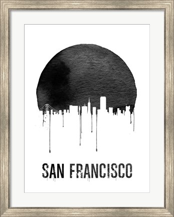 Framed San Francisco Skyline White Print