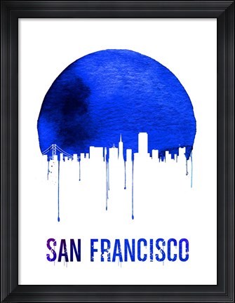 Framed San Francisco Skyline Blue Print