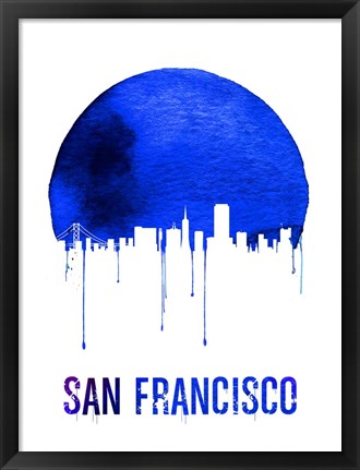 Framed San Francisco Skyline Blue Print