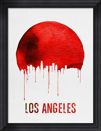 Framed Los Angeles Skyline Red Print