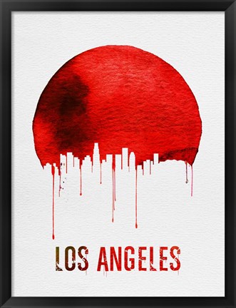 Framed Los Angeles Skyline Red Print