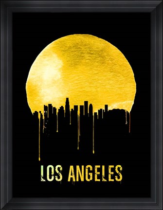 Framed Los Angeles Skyline Yellow Print