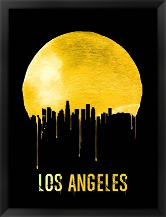 Framed Los Angeles Skyline Yellow Print
