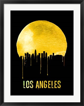 Framed Los Angeles Skyline Yellow Print