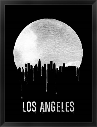Framed Los Angeles Skyline Black Print