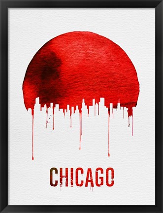 Framed Chicago Skyline Red Print