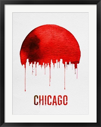 Framed Chicago Skyline Red Print