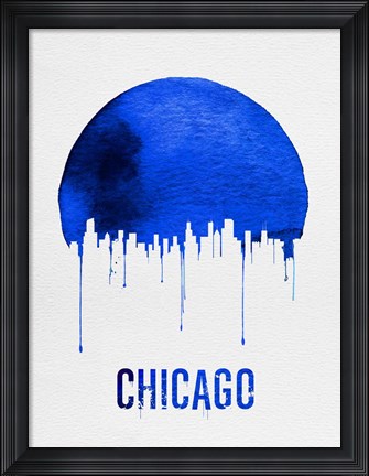 Framed Chicago Skyline Blue Print