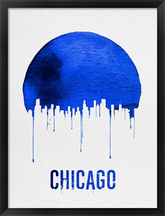 Framed Chicago Skyline Blue Print