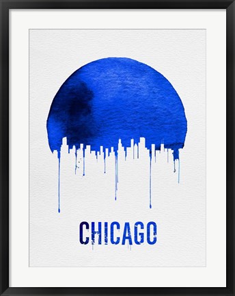 Framed Chicago Skyline Blue Print
