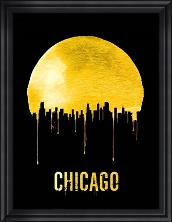 Framed Chicago Skyline Yellow Print