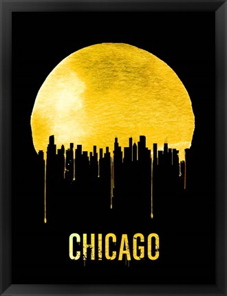 Framed Chicago Skyline Yellow Print