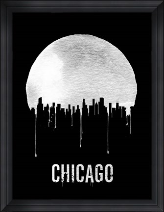 Framed Chicago Skyline Black Print