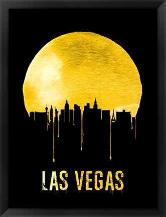 Framed Las Vegas Skyline Yellow Print