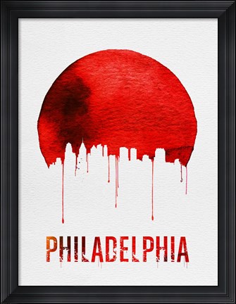 Framed Philadelphia Skyline Red Print
