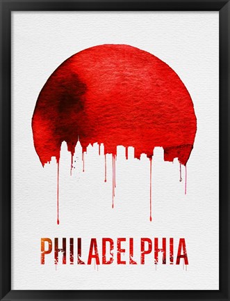 Framed Philadelphia Skyline Red Print