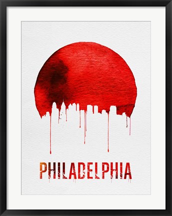 Framed Philadelphia Skyline Red Print